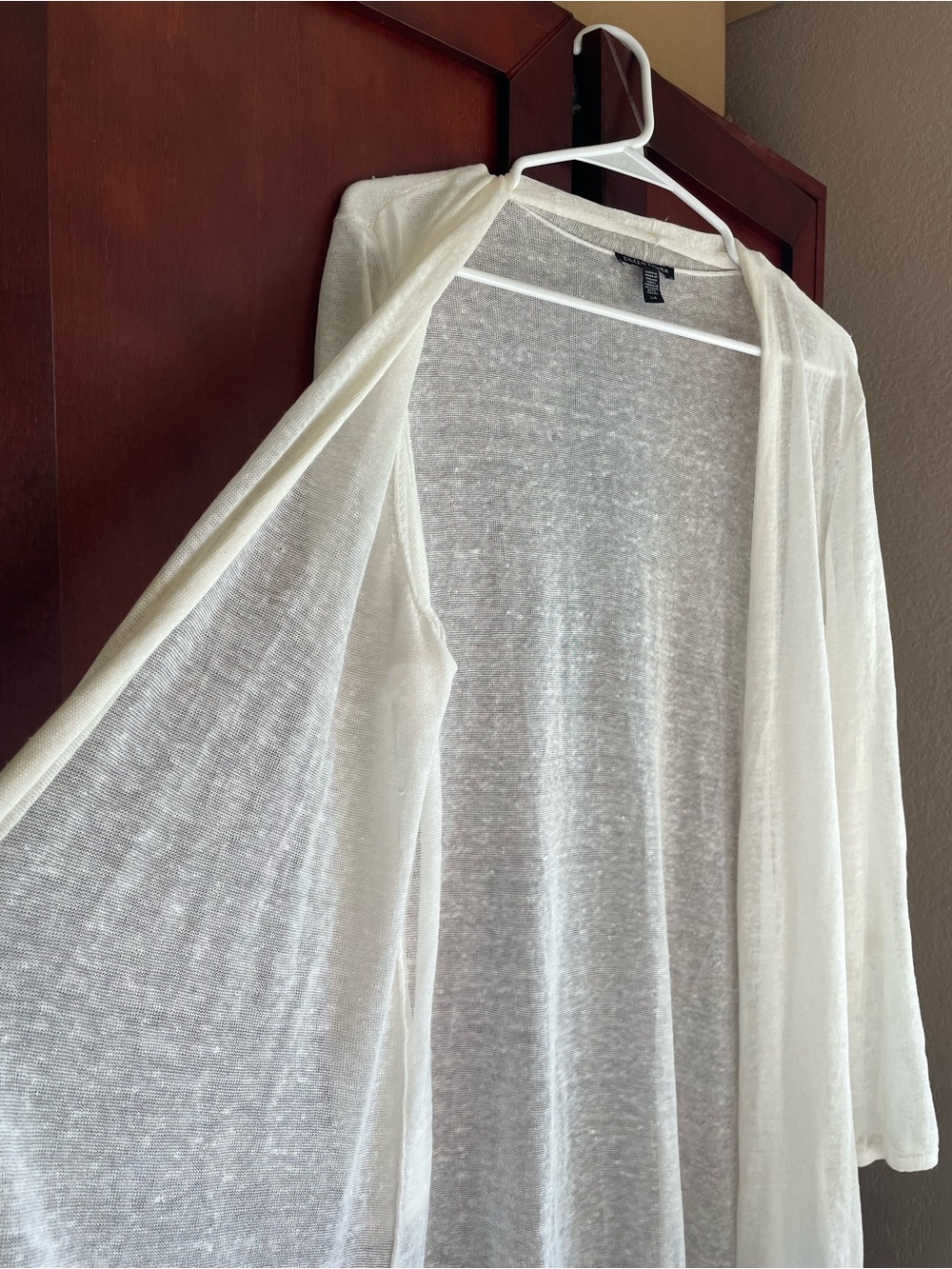 Eileen Fisher Organic Linen Lightweight Duster Cardigan in Ivory Retail $338 - Picture 8 of 14